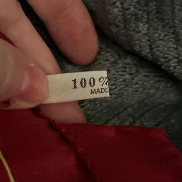 Vintage Red Silk Handkerchief with Floral Pattern - Picture 4 of 6